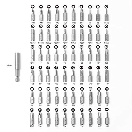 Protorq High Qualiy Security Bit Set, 61-Piece, S2 Steel, Temper Proof Bits, for home electoronics, vehicles, military, aerospace applications