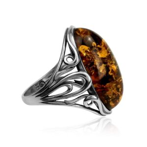 Ian and Valeri Co. Amber Sterling Silver Large Oval Ring