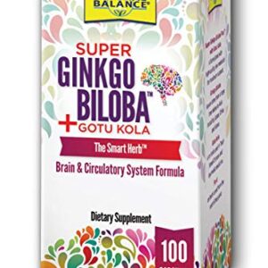 Natural Balance Super Ginkgo Biloba Plus | Brain & Circulation Formula to Help Support Focus, Memory & Blood Flow | with Gotu Kola | 100ct, 50 Serv.