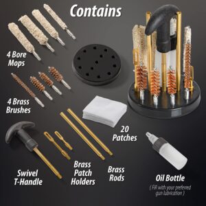 Wild Shot Cylinder Shaped Gun Cleaning Kit for Pistols. Designed for .22.357.40.45 and 9mm Caliber Handguns, Includes 4 bore mops.