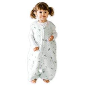 Tealbee DREAMSUIT: Toddler Sleep Sack with Feet 12-18 Months, 18-24 Months - 0.8 TOG Lightweight Baby Wearable Blanket for Walkers - Rayon Made from Bamboo, Organic Cotton Sleeping Bag - Croissant