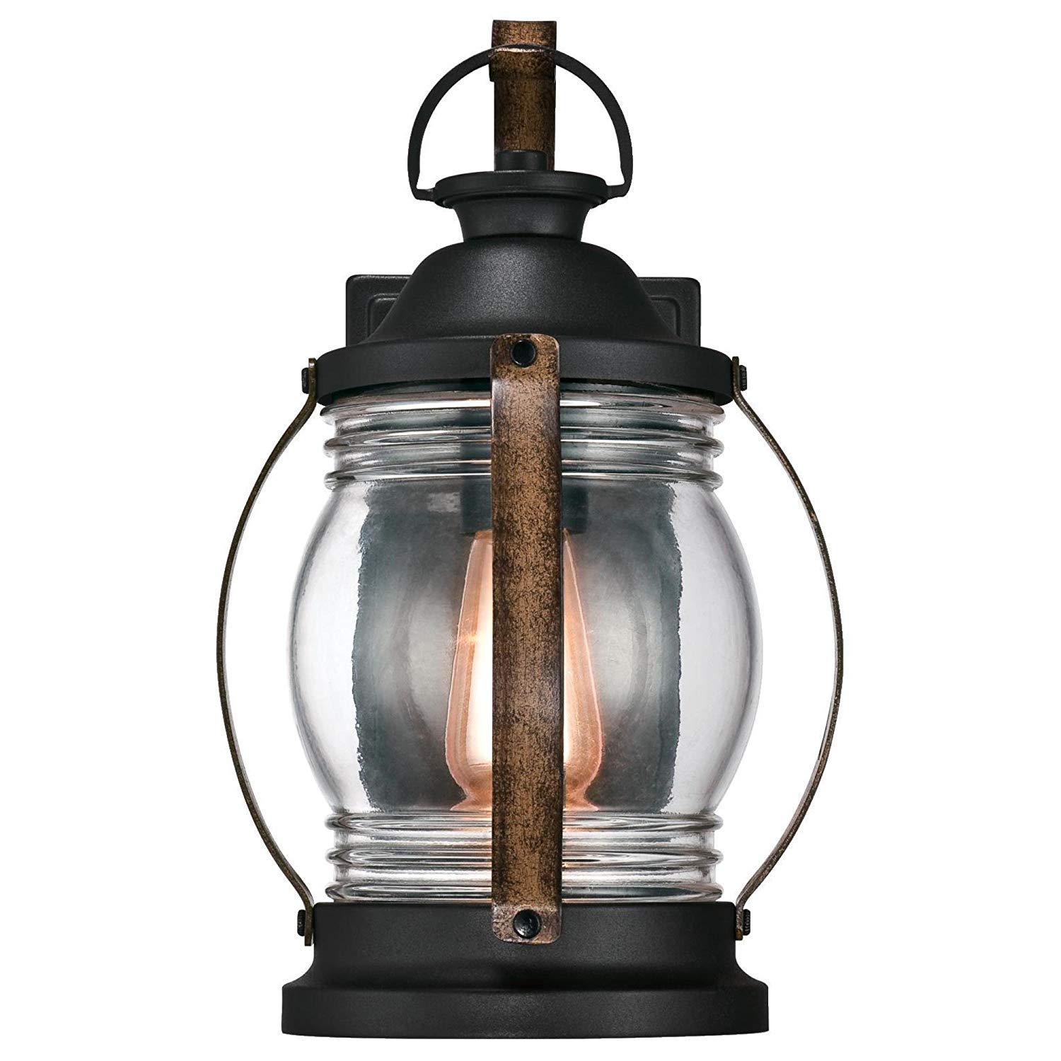 Westinghouse Canyon One-Light Outdoor Wall Fixture, Textured Black and Barnwood Finish with Clear Glass (Canyon Wall Lantern 2 Pack)