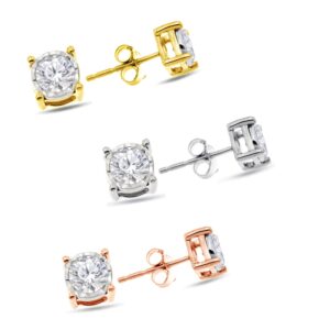 Natalia Drake 1/2 Cttw Round Brilliant Cut Diamond Stud Earrings for Women in Rhodium Plated 925 Sterling Silver Miracle Plate Color H-I/Clarity I1-I2