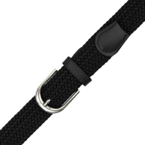 Falari Men Women Multicolored Elastic Stretch Braided Belt Canvas Fabric Woven No Holes Belt (1003 - Black, X-Large)