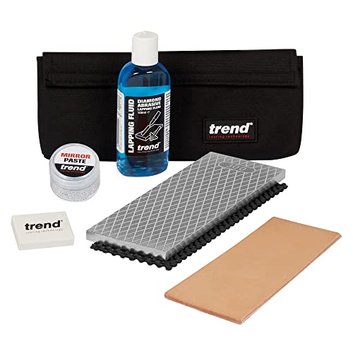 Trend Essential Diamond Sharpening Kit with 300/1000 Grit Bench Stone, Lapping Fluid, Leather Strop, Honing Paste, Cleaning Block & Sharpening Solutions Guide, DWS/KIT/H