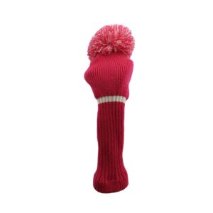 jp lann classic knit spandex pom pom golf headcovers drivers, fairway woods, hybrids, putters (hot pink, driver) (hot pink, driver)