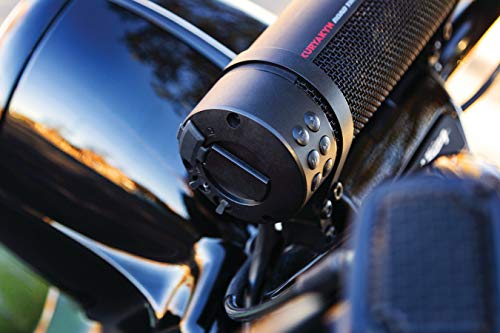 Kuryakyn 2720 MTX Road Thunder Weather Resistant Motorcycle Sound Bar Plus: 300 Watt Handlebar Mounted Audio Speakers with Bluetooth, USB Power Charger, Satin Black