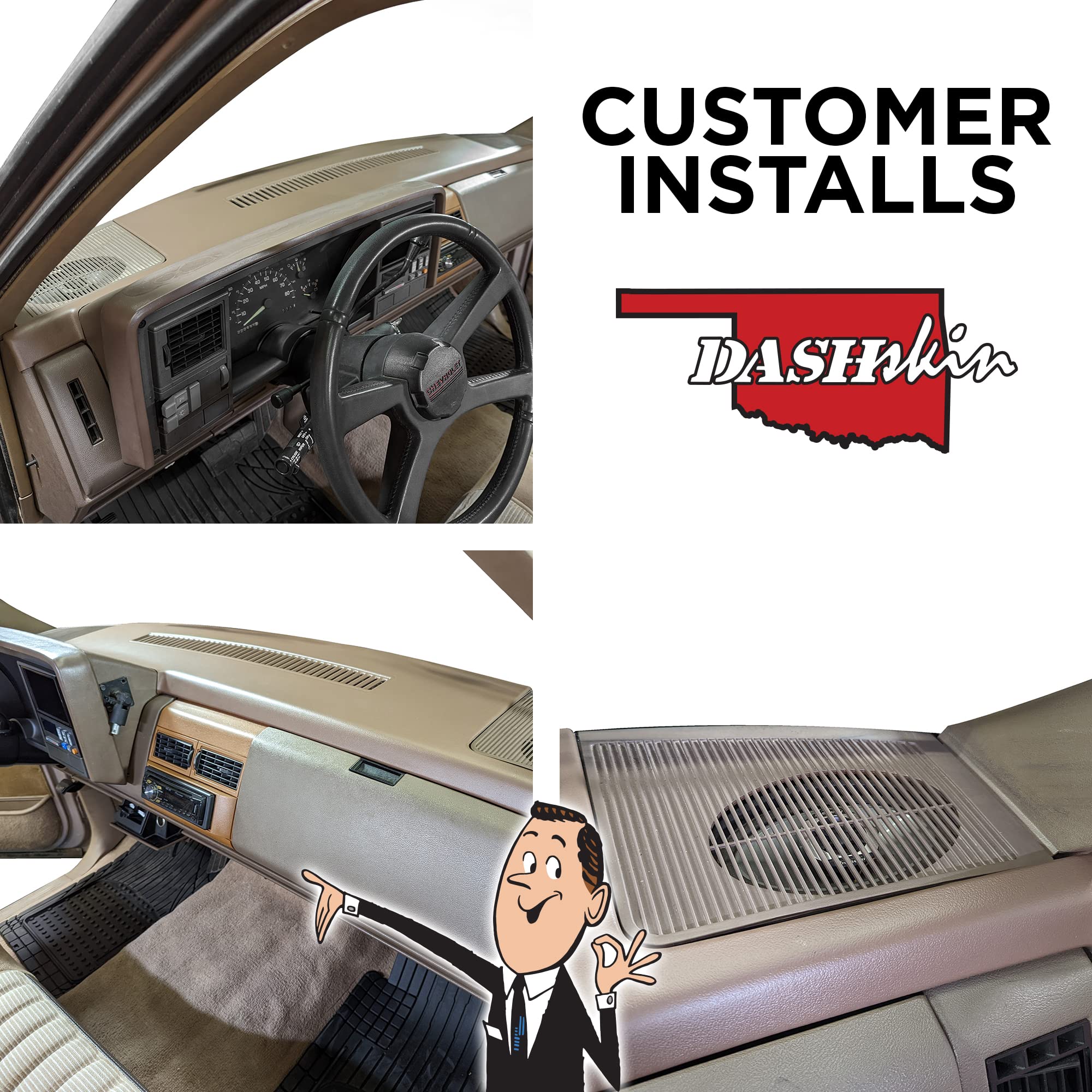 DashSkin Molded Plastic Dash Cover Compatible 1988-1994 C1500/C2500/C3500/K1500/K2500/K3500 Silverado Sierra Tahoe Yukon Suburban in Dark Blue