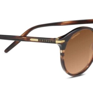 Serengeti - Leonora, Shiny Striped Brown, Mineral Polarized Drivers Gradient Cat 2 to 3, Medium, Sunglasses, Feminine, Adult