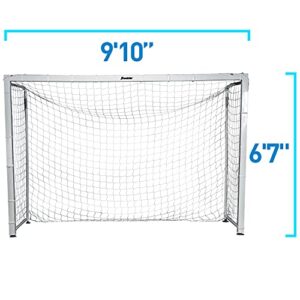 Franklin Sports Futsal Goal - Aluminum Official Size Futsal Goal - Indoor Soccer Net - Folding, Portable Futsal + Soccer Goal - 9' 10" x 6'7"