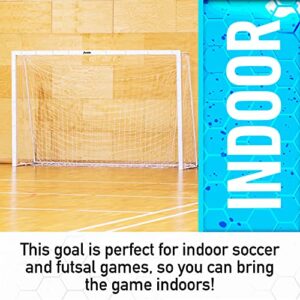 Franklin Sports Futsal Goal - Aluminum Official Size Futsal Goal - Indoor Soccer Net - Folding, Portable Futsal + Soccer Goal - 9' 10" x 6'7"