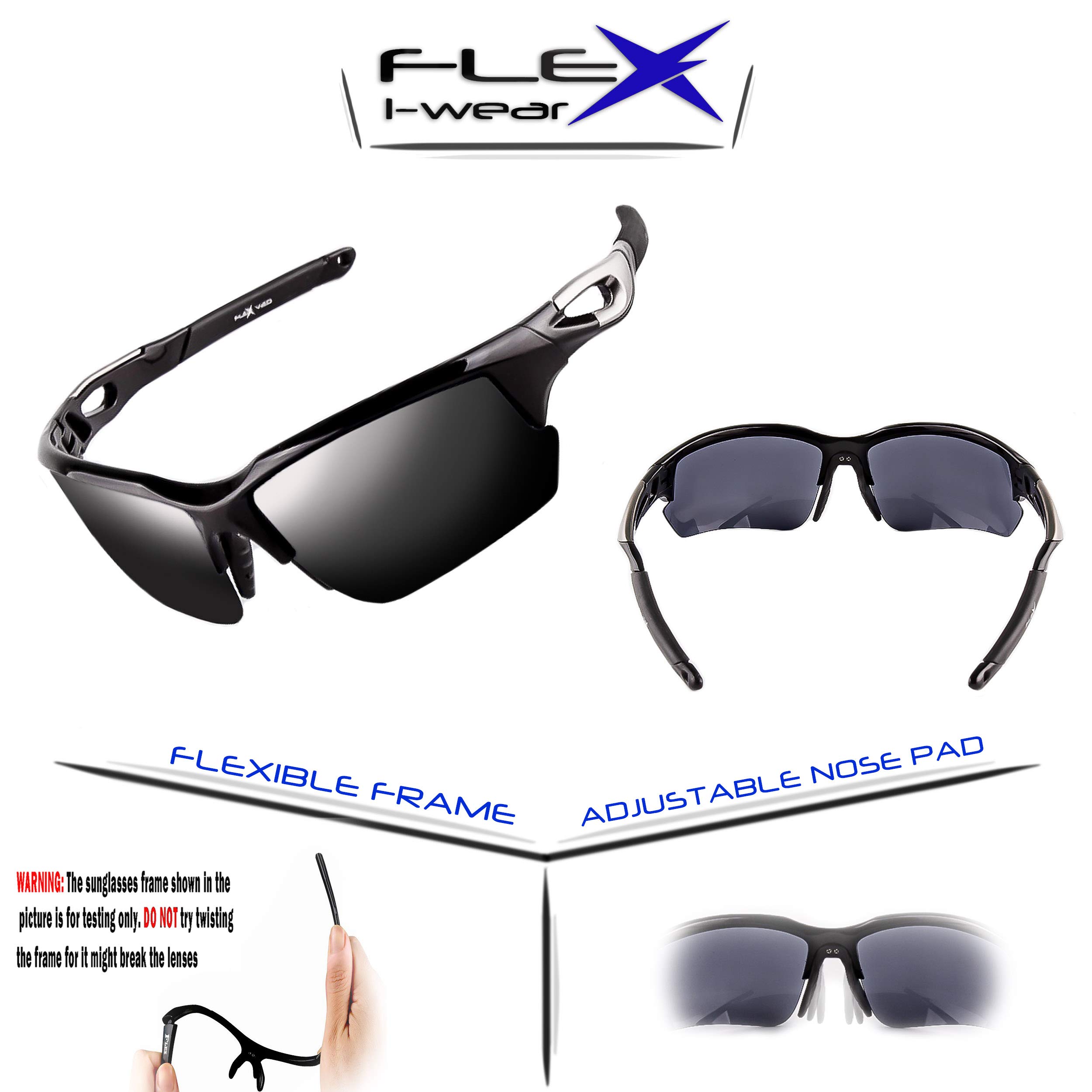 FLEX V2- Polarized Sunglasses for Men Women & Teens. Ultra Tough & Lightweight Frame, HD lens Sports Sunglasses for Cycling Running Fishing