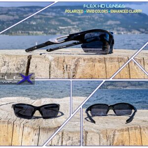 FLEX V2- Polarized Sunglasses for Men Women & Teens. Ultra Tough & Lightweight Frame, HD lens Sports Sunglasses for Cycling Running Fishing