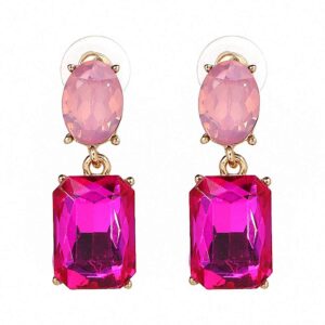 Statement Earring Shinyopal Crystal Stud Earrings Women 3 Colors Natural Stone Jewelry Hot Pink