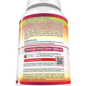 Apple Cider Vinegar Capsules Max 1740mg with Mother - 100% Natural & Raw with Cinnamon, Ginger & Cayenne Pepper - Ideal for Healthy Living, Detox & Digestion -120 Vegan Pills