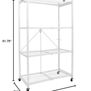 Origami R5 Foldable 4-Tier Garage Shelving Heavy Duty Shelving with Wheels, Metal Storage Rack Holds 1000 pounds, Garage Storage Rack & Organization, Storage Shelving (White, R5 2-Pack)