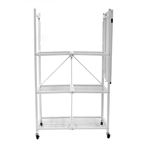 Origami R5 Foldable 4-Tier Garage Shelving Heavy Duty Shelving with Wheels, Metal Storage Rack Holds 1000 pounds, Garage Storage Rack & Organization, Storage Shelving (White, R5 2-Pack)