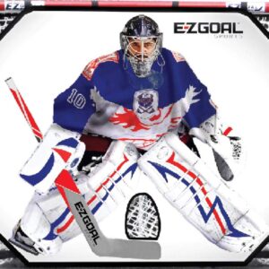 EZGoal 4' x 6' Hockey Folding Steel 2" Goal with 10' x 6' Backstop, 4 Targets Nets, a New Shooter Tutor and Wheels to Help Move The Goal, Red, (67099)