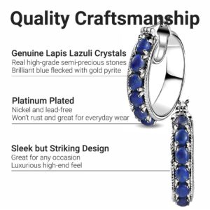 Shop LC Lapis Lazuli Earrings - Platinum Plated Lapis Hoop Earrings - Blue Lapis Hoops for Women Costume Jewelry for Women Birthday Gifts for Women