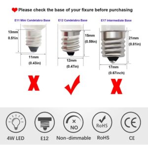 E12 Led Light Bulb 4W Equivalent 40W C7 Replacement Bulbs Clear Type B Candelabra Base Bulbrite Non-Dimmable Daylight White 6000K 2 Pack