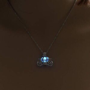 MYANAIL Luminous Hollow Pumpkin Carriage Necklaces & Pendants for Women Glowing Chain Necklace dropshipping Gifts (Blue)