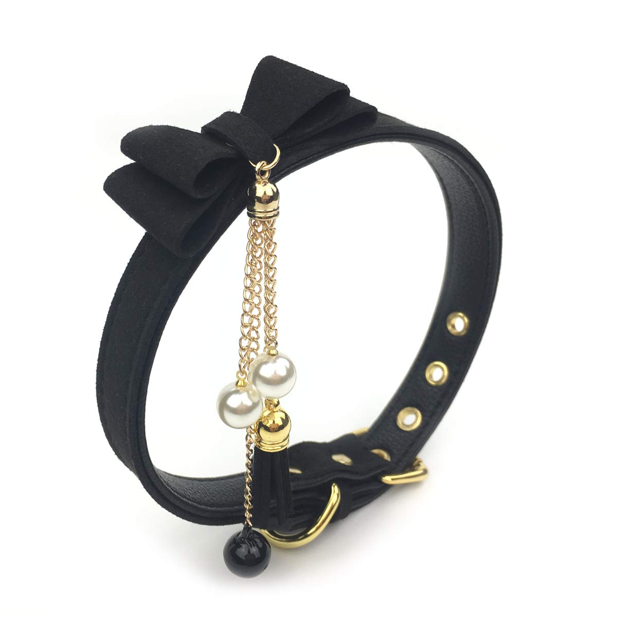 Bell Choker Collar Necklace Lolita Bow Collar Cat Kitty Velvet Necklace (T)