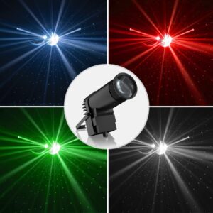 U`King Pinspot Light RGBW 10W LED Beam Pin Spot by DMX 512 Sound Activated Controlled Spotlight for Mirror Ball Party Wedding DJ Disco Shows Spot Lighting Black