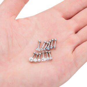 YOVORO 12Pcs 16G 316L Stainless Steel Stud Earrings for Women Cartiliage Earring Tragus Helix Piercing Created-Opal 3/4/5MM