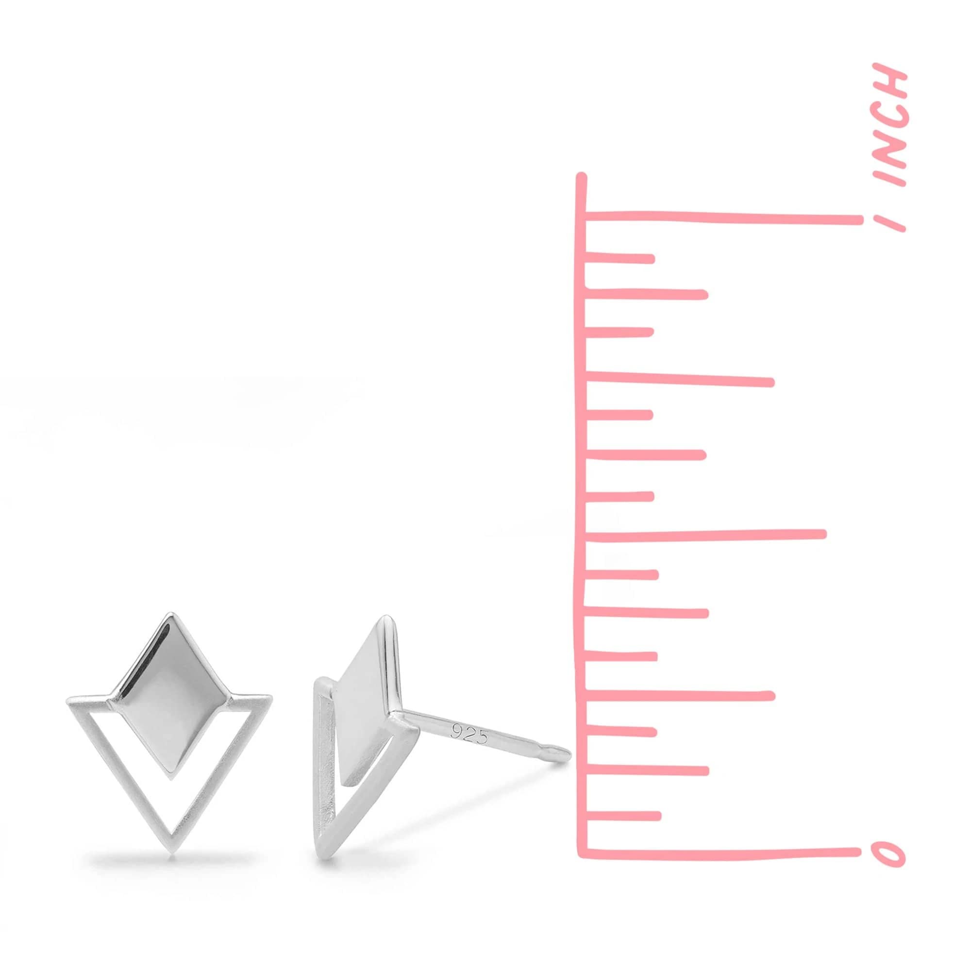 Boma Jewelry Sterling Silver Geometric Diamond & Triangle Stud Earrings