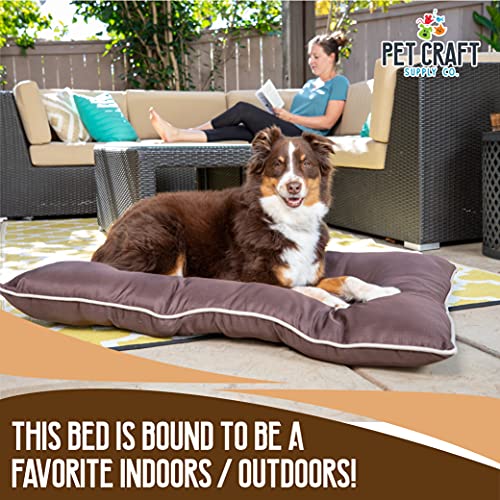 Pet Craft Supply Super Snoozer Calming Indoor / Outdoor All Season Water Resistant Durable Dog Bed, Large, Chocolate, 40.0"L x 30.0"W x 4.0"Th