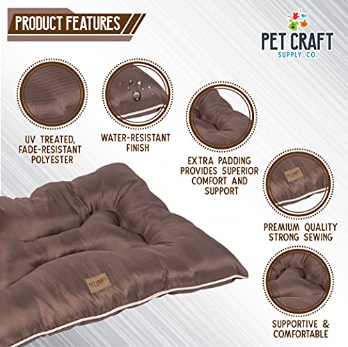 Pet Craft Supply Super Snoozer Calming Indoor / Outdoor All Season Water Resistant Durable Dog Bed, Large, Chocolate, 40.0"L x 30.0"W x 4.0"Th