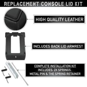 EcoAuto Center Console Lid Replacement Kit for 99-07 Silverado, Avalanche, Suburban, Sierra, Yukon - Replaces OEM 19127364, 19127365, 19127366 (Dark Gray)