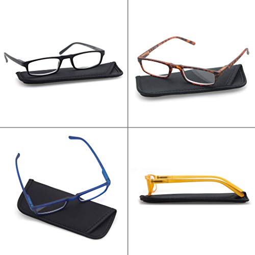 MODFANS Reading Glasses +2.0-4 Pairs Fashion Readers Narrow Frame Spring Hinge for Men Women