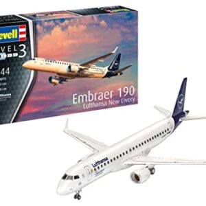 Revell 03883 1:144 Embraer 190 Lufthansa New Livery Plastic Model Kit, Multicolour (Revell 03883 3883)