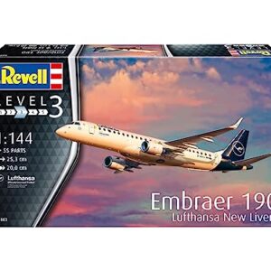 Revell 03883 1:144 Embraer 190 Lufthansa New Livery Plastic Model Kit, Multicolour (Revell 03883 3883)