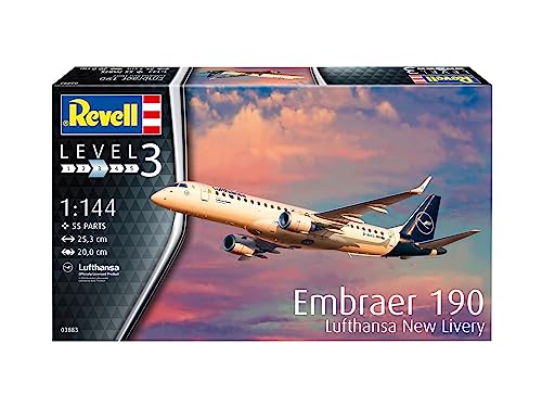 Revell 03883 1:144 Embraer 190 Lufthansa New Livery Plastic Model Kit, Multicolour (Revell 03883 3883)