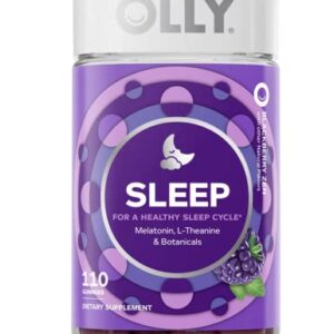 OLLY Restful Sleep Gummy Supplement with Melatonin & L-theanine Chamomile, BlackBerry Zen, (55 Day Supply) Supports A Healthy Sleep Cycle* Packaging May Vary (110 Gummies)