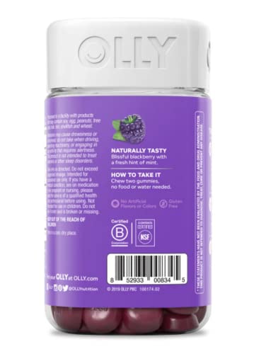 OLLY Restful Sleep Gummy Supplement with Melatonin & L-theanine Chamomile, BlackBerry Zen, (55 Day Supply) Supports A Healthy Sleep Cycle* Packaging May Vary (110 Gummies)