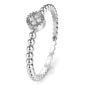 kobelle sz 5.5 solid 10k white gold diamond bead style round cluster wedding engagement ring