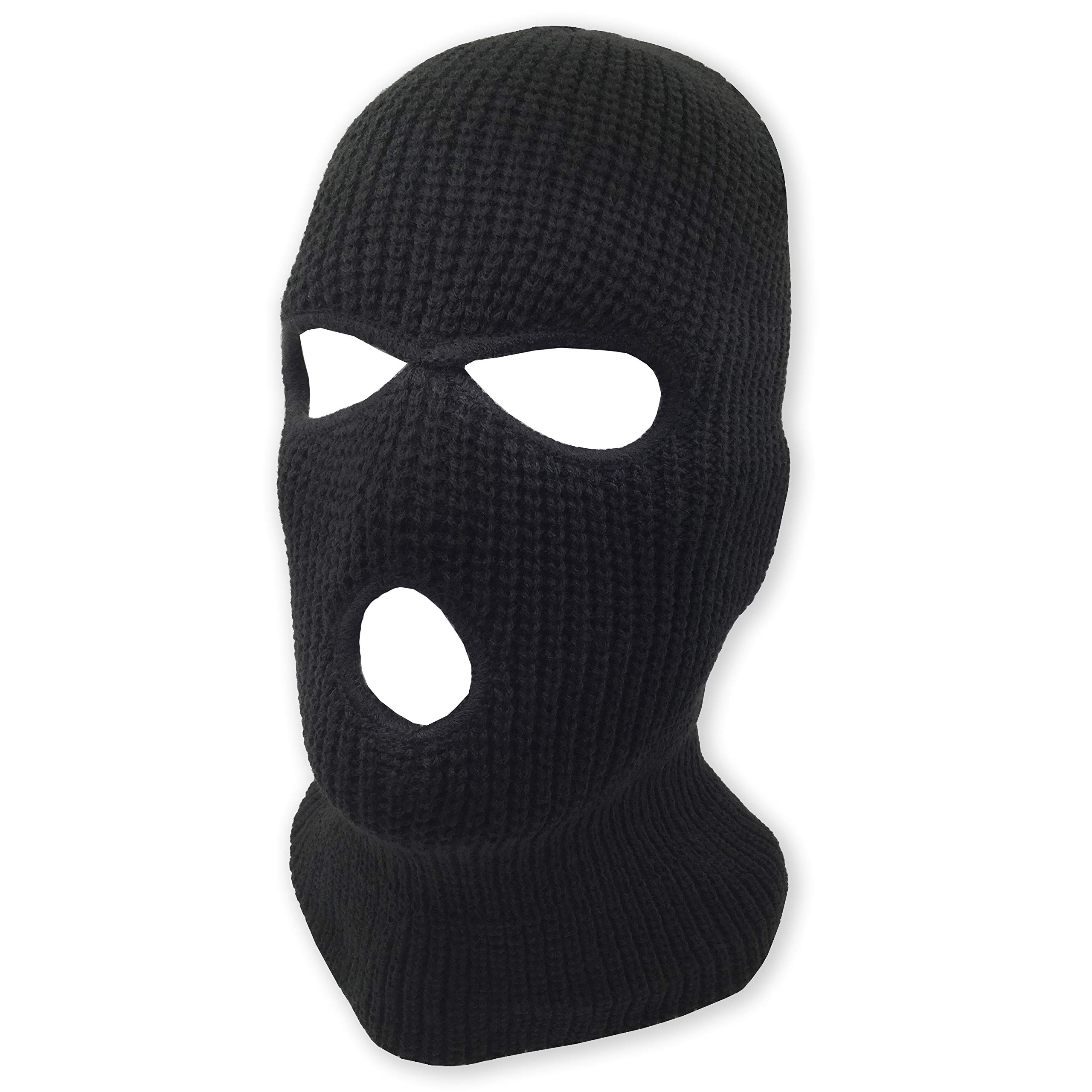 3 Hole Knitted Full Face Ski Mask Winter Balaclava Face Cover for Outdoor Sports (Black)