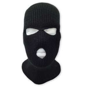 3 Hole Knitted Full Face Ski Mask Winter Balaclava Face Cover for Outdoor Sports (Black)