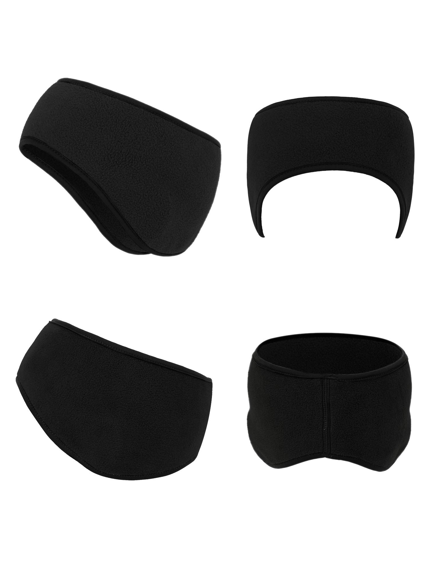 BBTO 3 Pcs Ear Warmer Fleece Headbands Ear Muffs Winter Running Gear for Women Men Adult(Black)