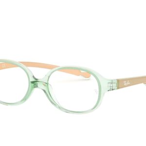 Ray-Ban Junior Kids' Ry1587 Oval Prescription Eyeglass Frames, Transparent Light Green/Demo Lens, 41 mm