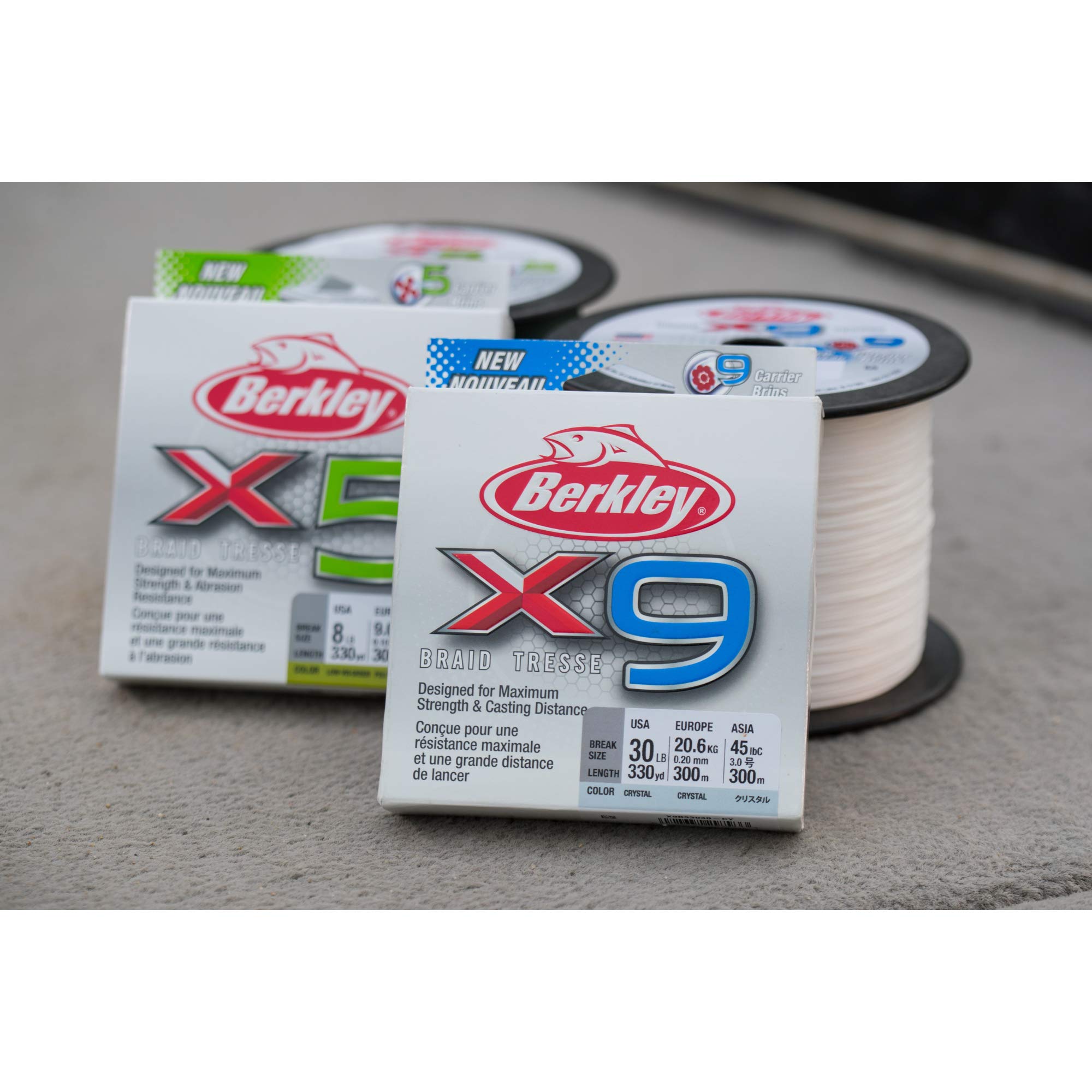 Berkley x9 Braid Superline, Crystal, 20lb test | 37 lbC | 17.0kg, 164yd | 150m Fishing Line, Suitable for Freshwater and Saltwater Environments