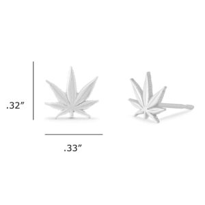 Boma Jewlery Sterling Silver Marijuana Pot Weed Cannabis Leaf Stud Earrings