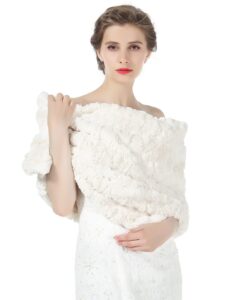 beautelicate faux fur shawl for women wedding bridal wrap stole shrug warm winter cover up for evening dress