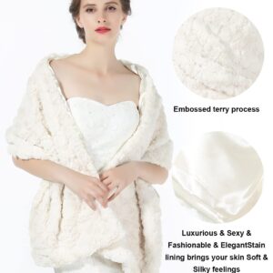 BEAUTELICATE Faux fur Shawl For Women Wedding Bridal Wrap Stole Shrug Warm Winter Cover Up for Evening Dress