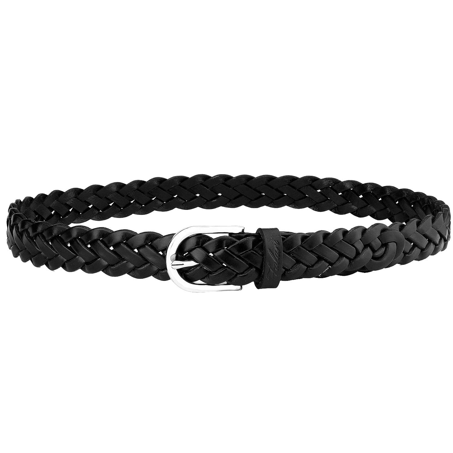 Falari Women's Leather Braided Belt 6007 - Black-M