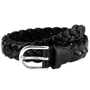 Falari Women's Leather Braided Belt 6007 - Black-M