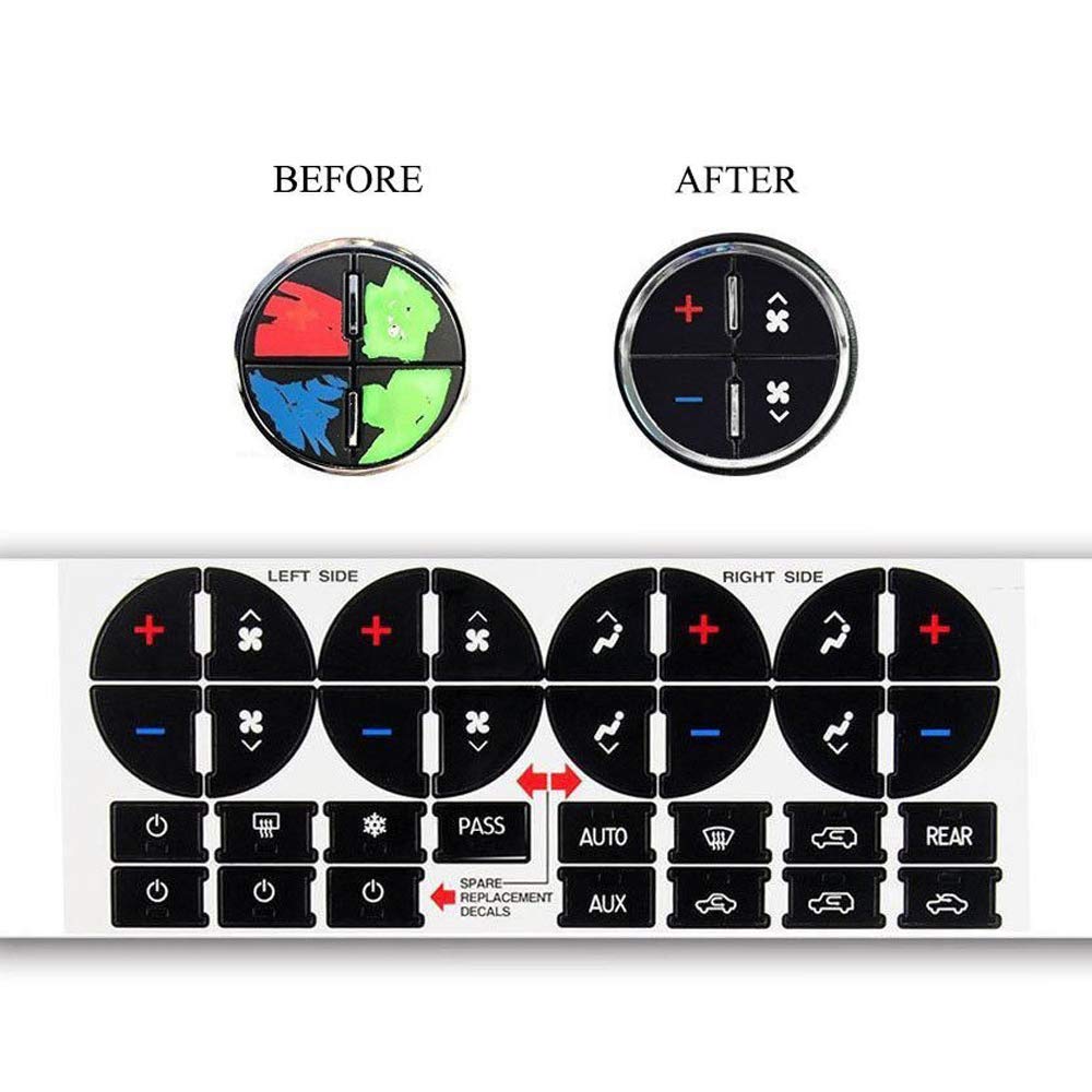 TraderPlus 3 Pack Replacement AC Dash Button Sticker Repair Kit Fit